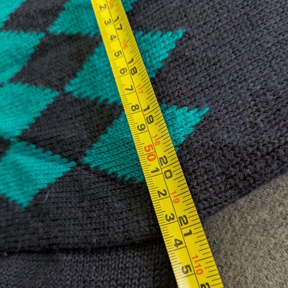 Vintage Koret Cardigan Women's Large Navy Argyle Preppy Academia Wool - Picture 11 of 11